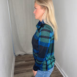 Blue Plaid Sweater Top