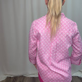Pink Geo Lattice 3/4 Sleeve Top