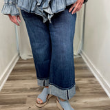 High Rise A Line Wide Jeans