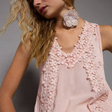 rose floral lace crochet top