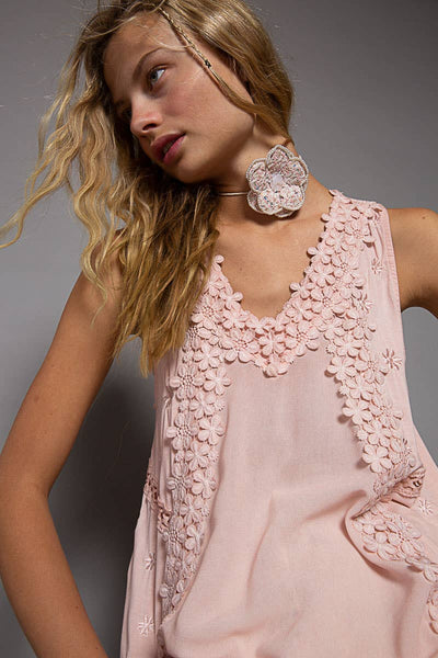 rose floral lace crochet top