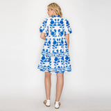 Blue Leaves Print Mini Dress