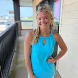 Clear Turquoise Halter Top