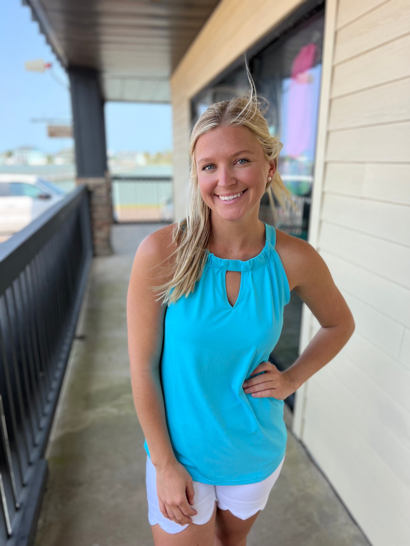 Clear Turquoise Halter Top