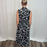 White & Black Printed Zip Dress