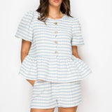 Sky blue Summer Peplum Jacket