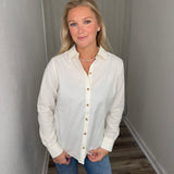 Ivory Corduroy Button Up Blouse