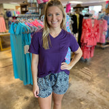 Purple V Neck Pocket Tee