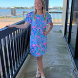 Blue Floral Cha Cha Sleeve Dress