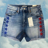 BLUE & RED STARS RHINESTONE HIGH RISE SHORTS: XL (29)
