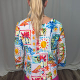Tropical Cotton Button Top