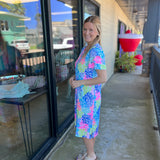 Colorful Filigree 42" Ruffle Sleeve Top