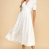 Neckline Scalloped Detail Midi Dress