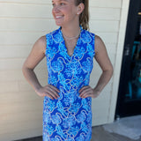 Blue Rope Scallop Neck Sleeveless Dress