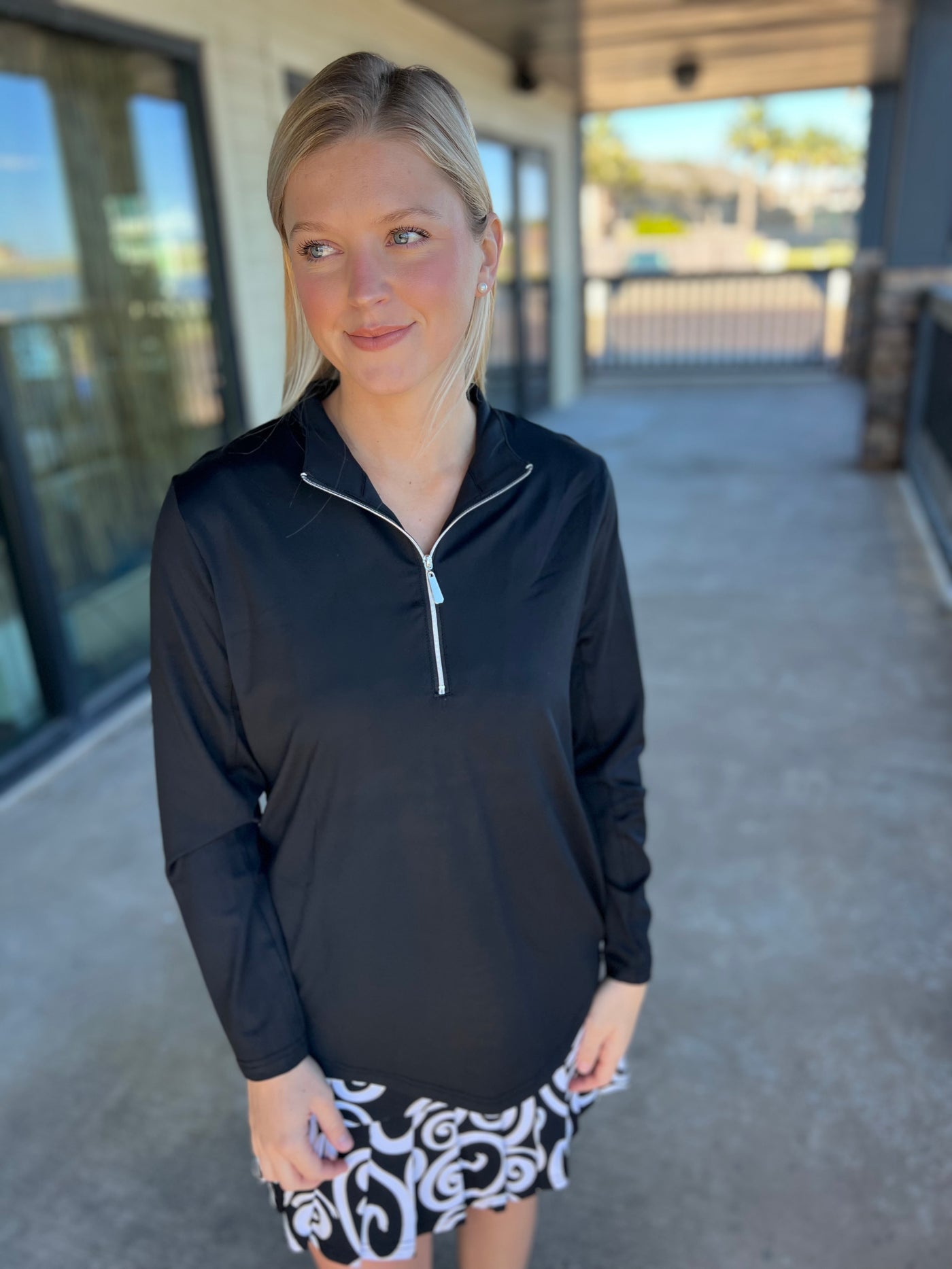 Black High Zip Pullover
