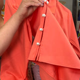 Peachy Pearl Matte Sateen 3/4 Sleeve Top