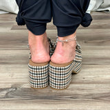 Bow Houndstooth Black & Tan Heel