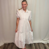 Button Up Collared Midi Dress