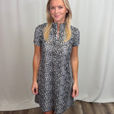 Neutral Leopard 1/4 Zip S.Slv Dress