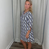 Geo Circles Navy Travel Dress