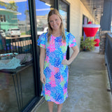 Colorful Filigree 42" Ruffle Sleeve Top