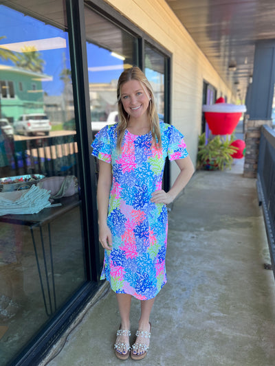 Colorful Filigree 42" Ruffle Sleeve Top