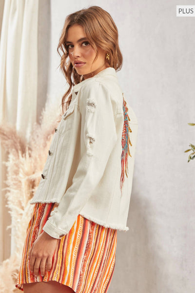 PLUS Embroidered Denim Jacket