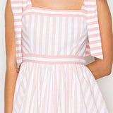Pink Stripe Maxi Dress Shoulder Tie