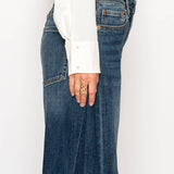 High Rise Relaxed Dark Wash Barrel Jeans