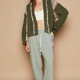 Olive V-neck button down sweater