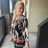 Black Silk V Neck Top