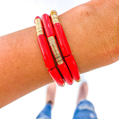 Red Game Day Bracelets &  Necklaces: RED CHUNKY BRACELET