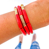 Red Game Day Bracelets &  Necklaces: MATTE RED FLAT TWISTED CUFF