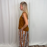 Rust Printed Straight Pants