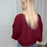 Boat Neck Elegant Ribbed Knitted Loose Sweater