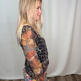 Leopard Bee Pattern Mesh Top