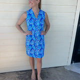 Blue Rope Scallop Neck Sleeveless Dress