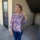 Purple Printed Button Back