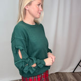 Bow Embellished Long-Sleeve Crew Neck Knit Sweater