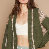 Olive V-neck button down sweater