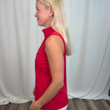 Crimson Sleeveless Zip Top