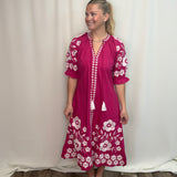 Vati Fuchsia Embroidered Dress