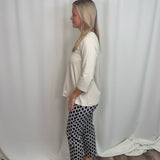 Geometric Link Black & Stone 25" Inseam Capri