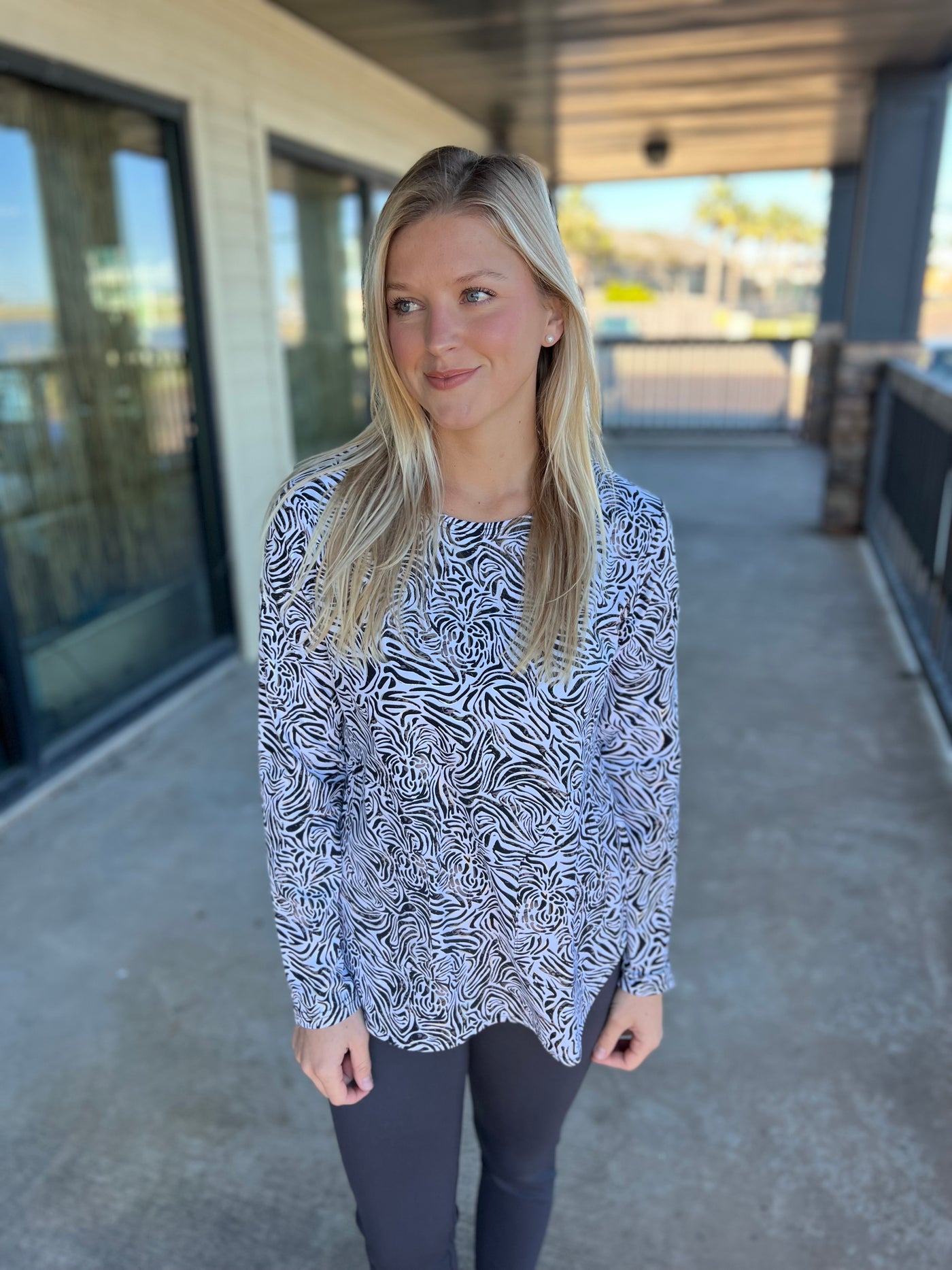 Zebra Pineapple Scoop Neck Top
