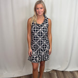 Geometric Stone & Black Flounce Skort