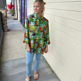 Green Zip Back Shirt