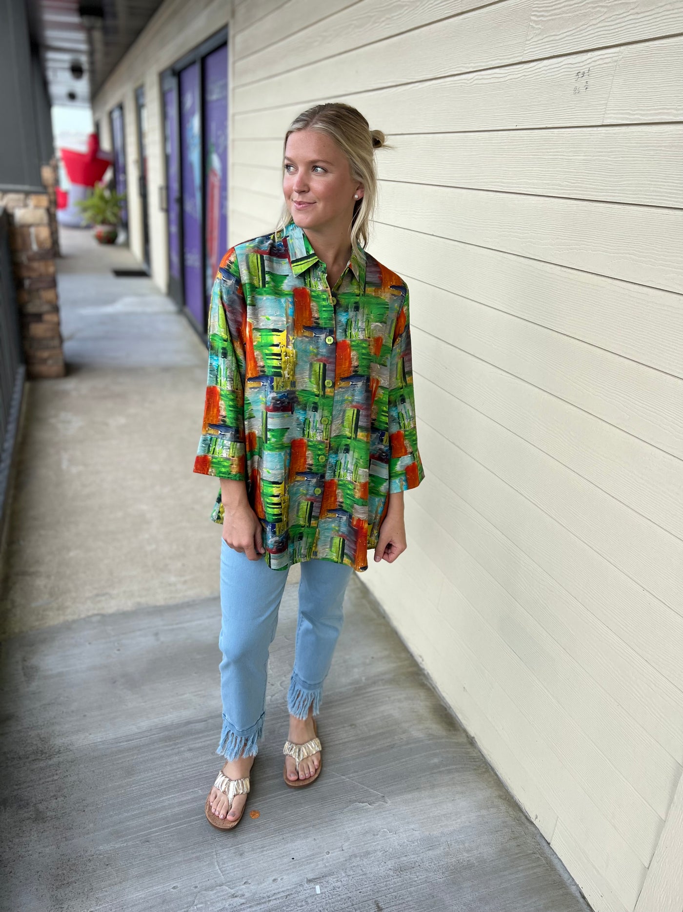 Green Zip Back Shirt