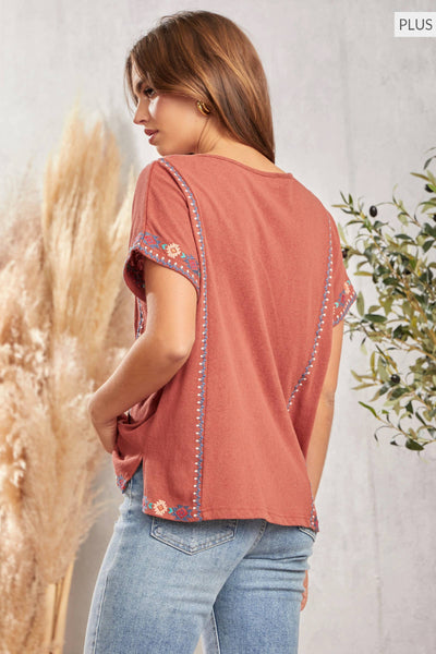 PLUS Round Neck Embroidered Tunic