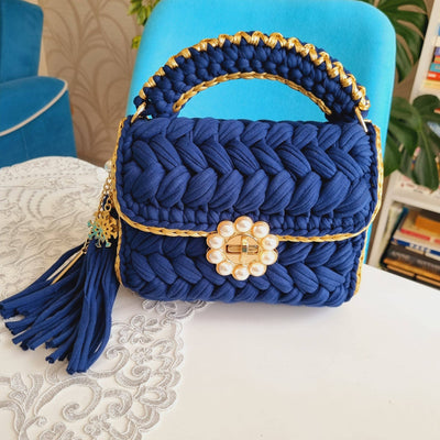 CHQEL Evening Clutch Bag for Women, Handmade Crochet Wedding