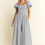 PLUS SIZE STRIPE JUMPSUIT